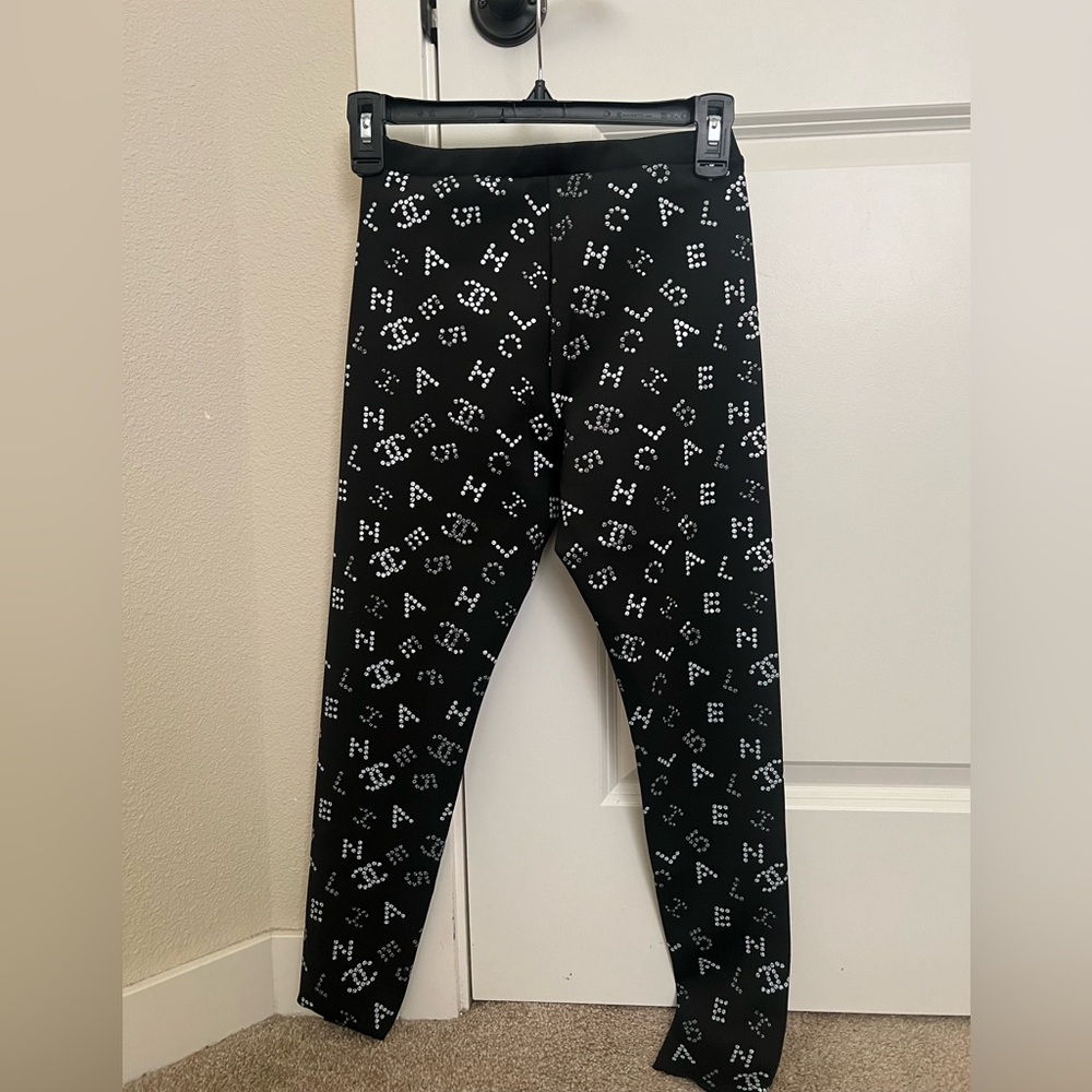 Chanel black cc logo legging pants